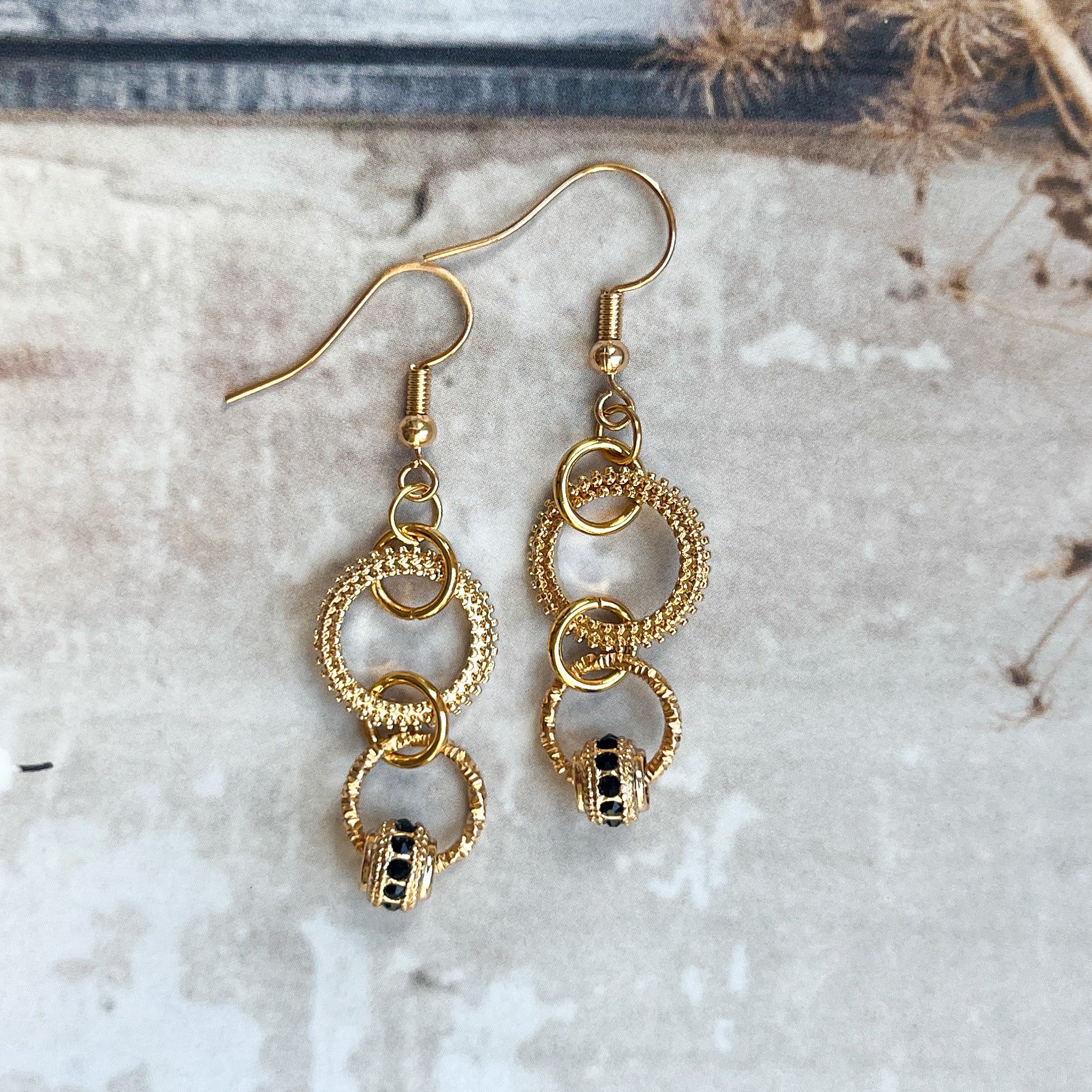 oorbellen Black Strass